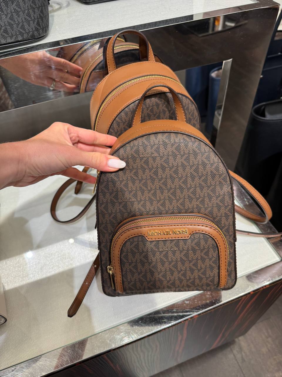 Michael Kors Jaycee Extra-Small Signature Logo Backpack-BROWN