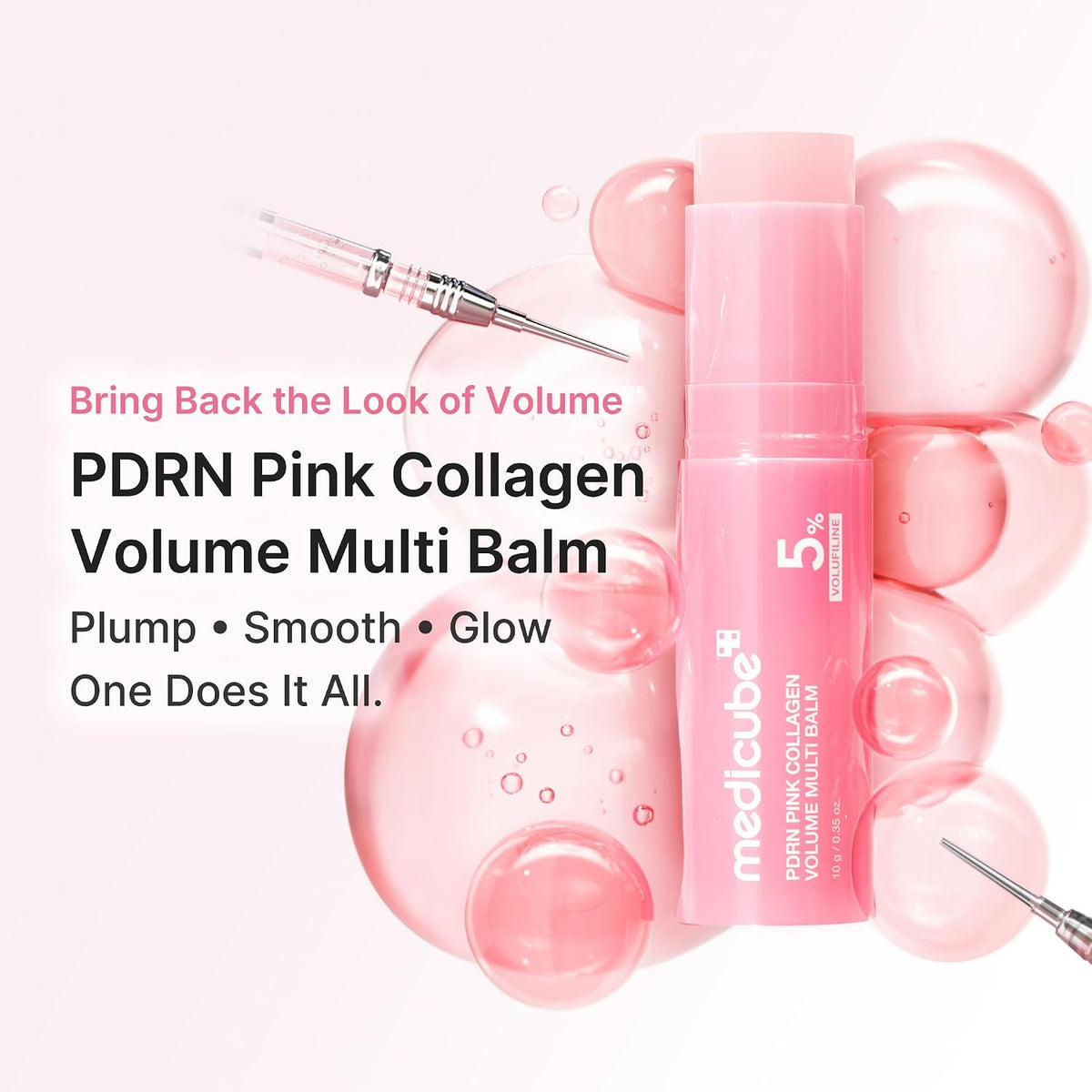 Medicube PDRN Pembe Kolajen Hacim Veren Çok Amaçlı Balm Stick | Volufiline, PDRN, NAD ve Kolajen | Göz Altı, Boyun, Alın, Gülme Çizgileri ve Dudaklar için Yüz & Vücut Balmı | Dolgunlaştırıcı, Işıltı Verici ve Çizgi Bakımı | K-Beauty 10 g