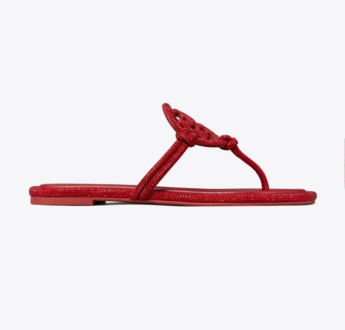 TORY BURCH MILLER PAVÉ KNOTTED SANDAL  - ruby