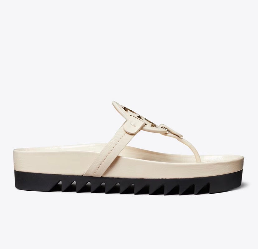 TORY BURCH MILLER CLOUD LUG SANDAL  -  new cream / perfect black