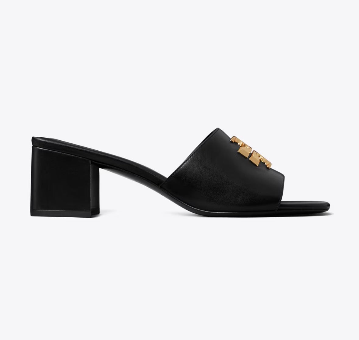 TORY BURCH ELEANOR HEELED SANDAL  -  perfect black / gold