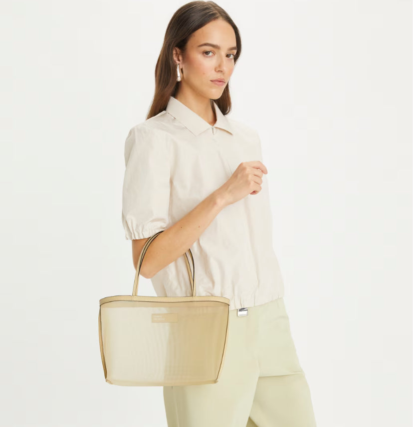 TORY BURCH MESH TOTE  -  WARM SAND