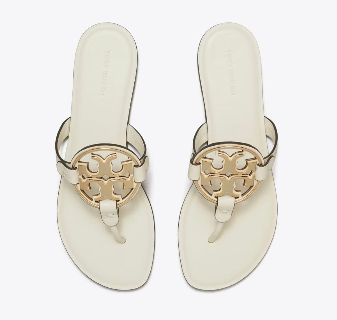 TORY BURCH METAL MILLER SANDAL  - light cream / gold