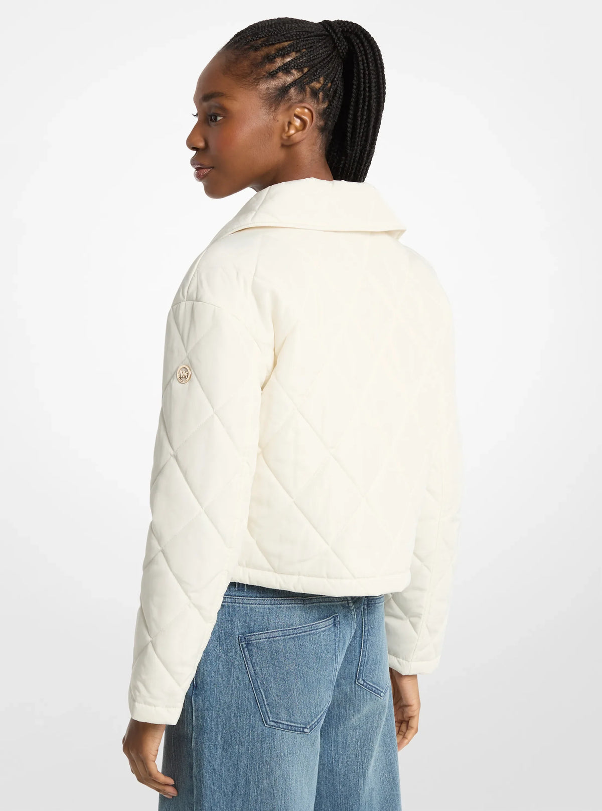 Michael Kors Cropped Quilted Jacket- BONE