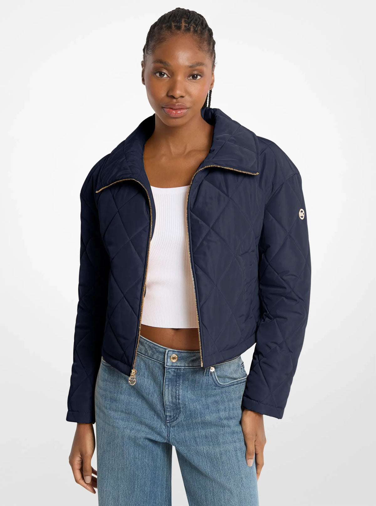 Michael Kors Cropped Quilted Jacket-MIDNIGHTBLUE