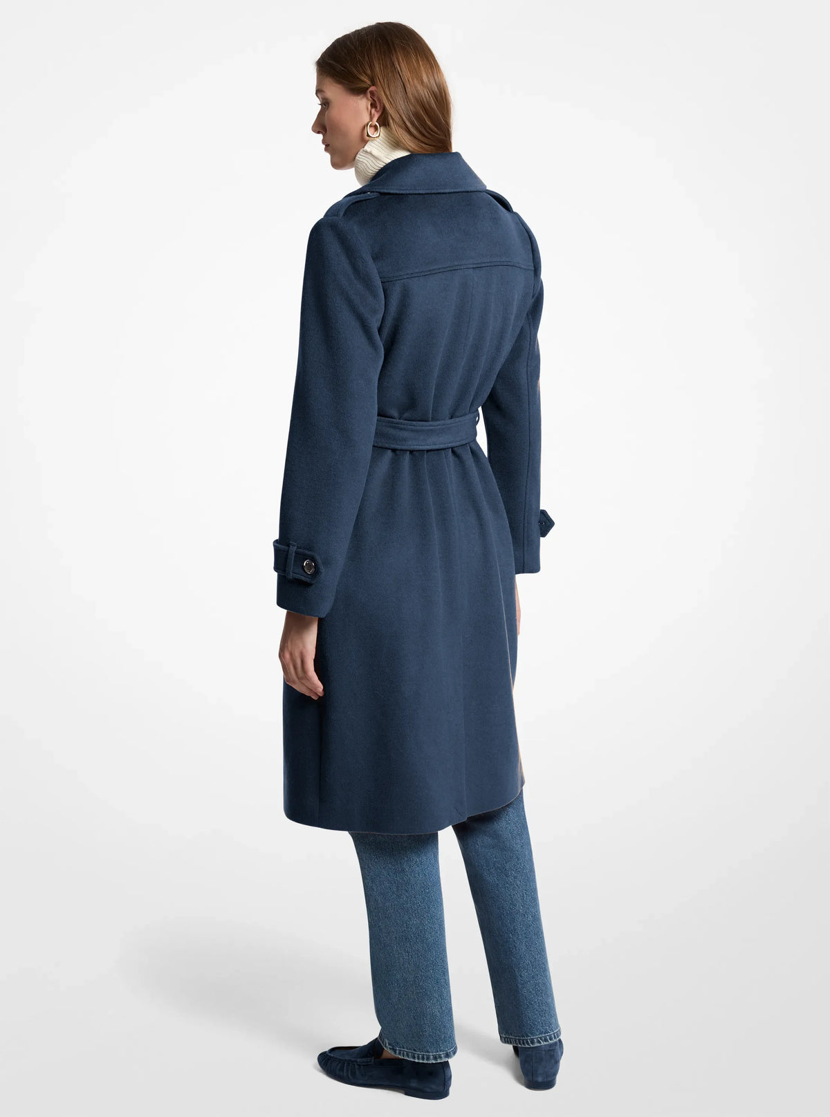 Michael Kors Belted Wool Blend Coat-DARK NAVY