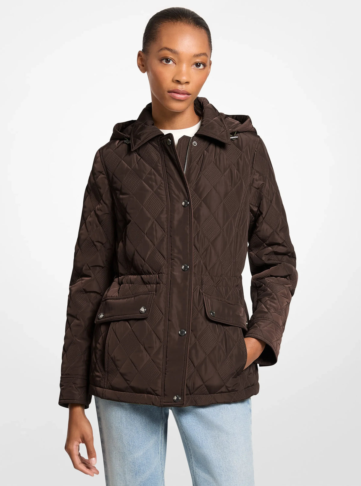Michael Kors Quilted Jacket-CHOCOLATE