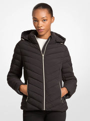 Michael Kors Chevron Quilted Jacket-BLACK