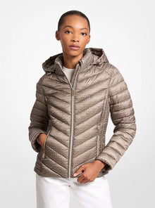 Michael Kors Chevron Quilted Jacket-MUSHROOM LOGO