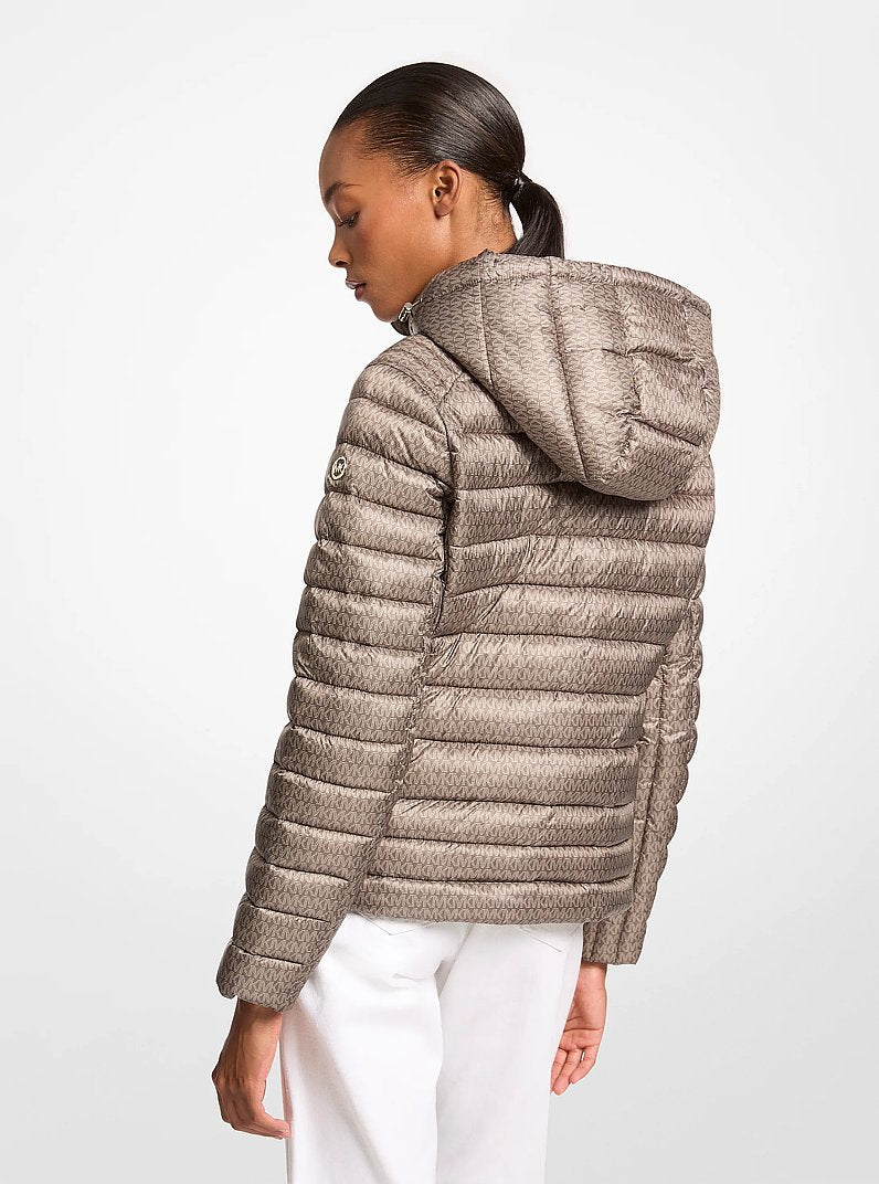 Michael Kors Chevron Quilted Jacket-MUSHROOM LOGO