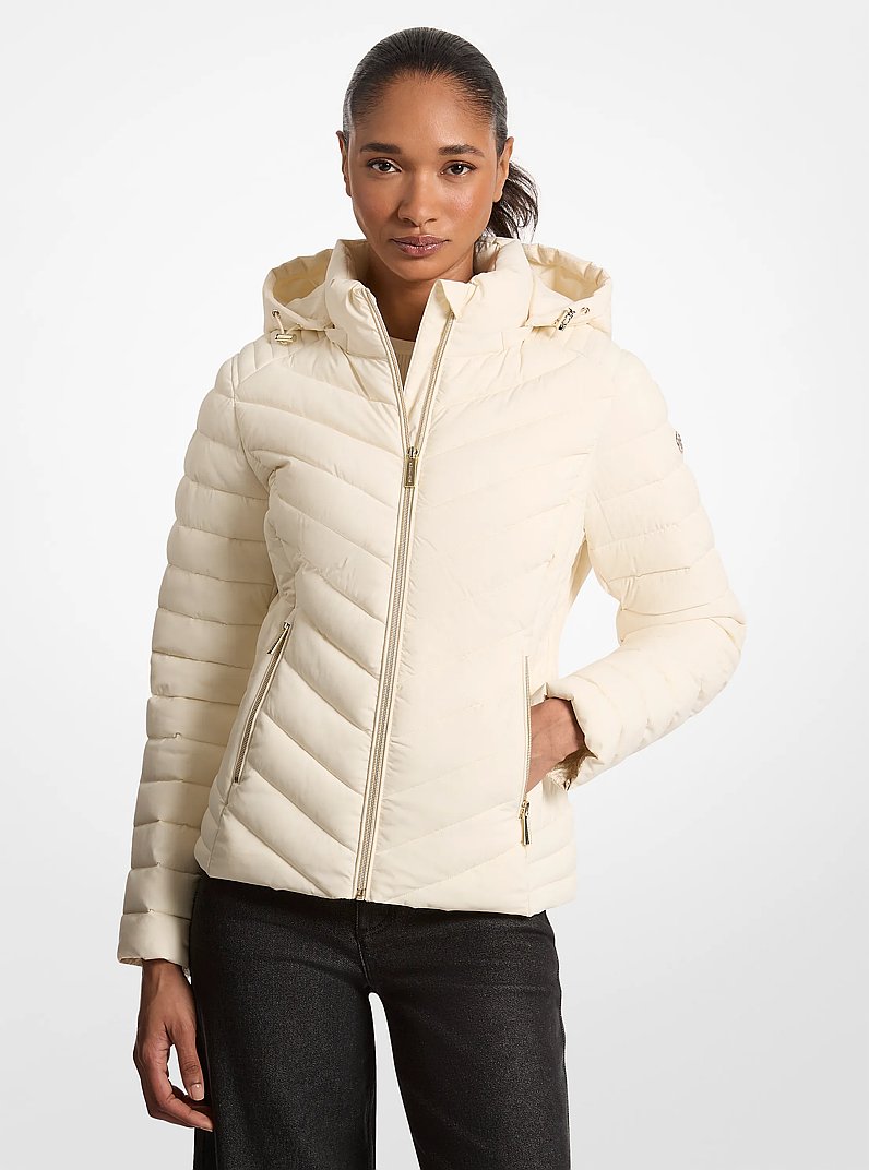 Michael Kors Chevron Quilted Jacket-BONE