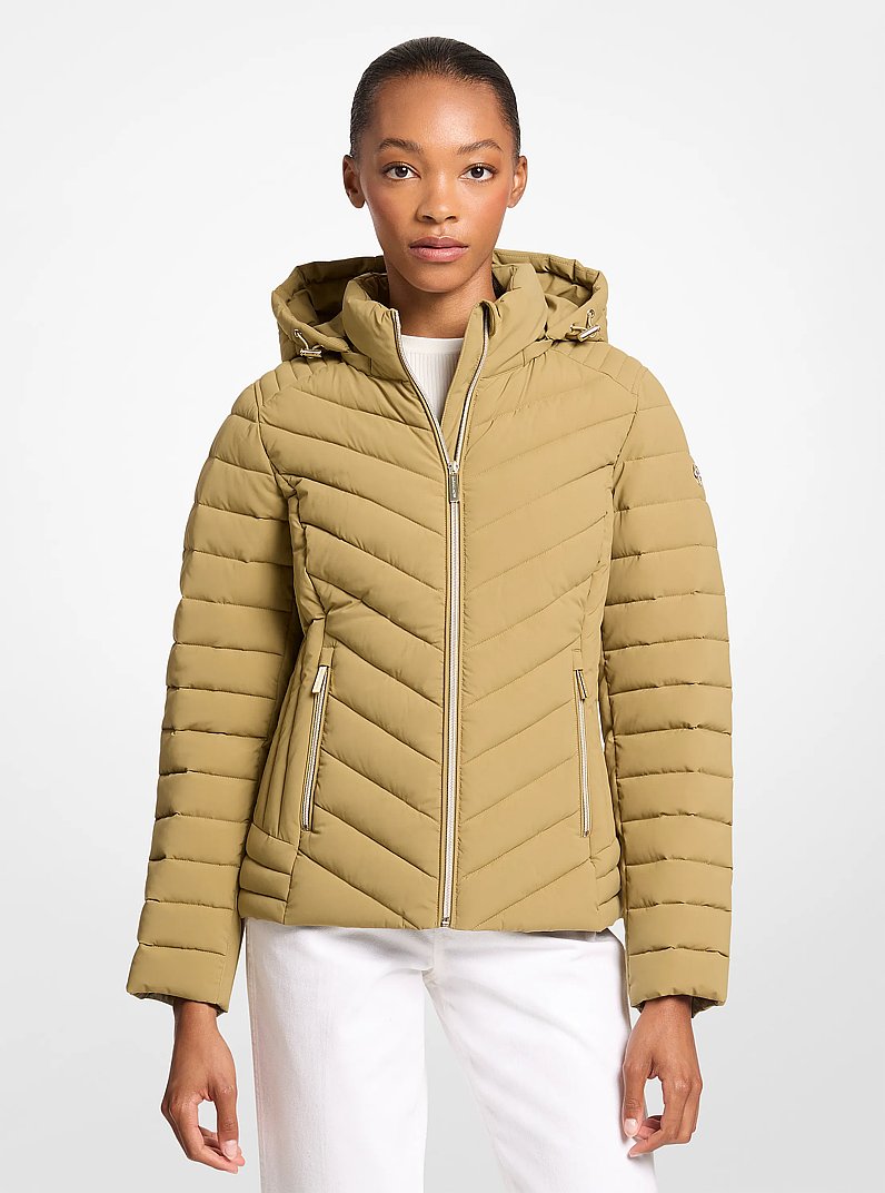 Michael Kors Chevron Quilted Jacket-OREGANO