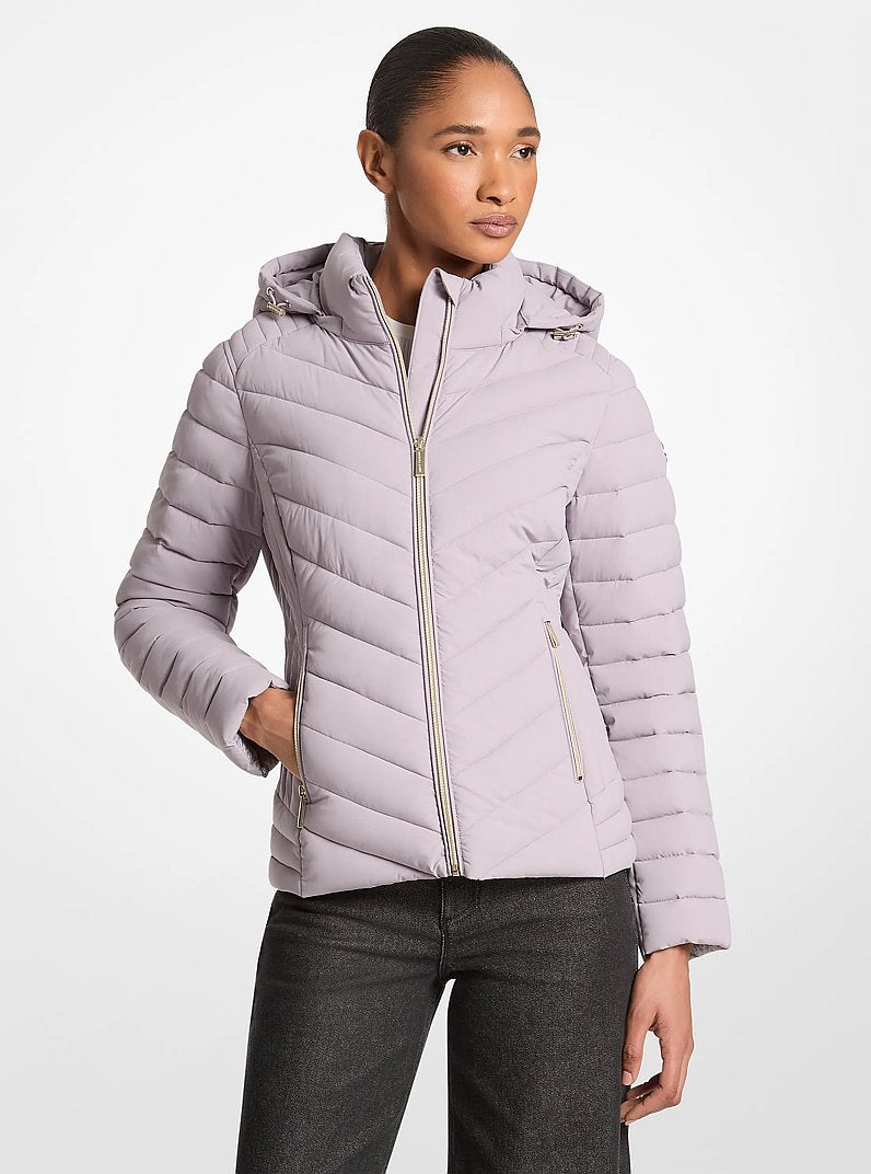 Michael Kors Chevron Quilted Jacket-LILAC