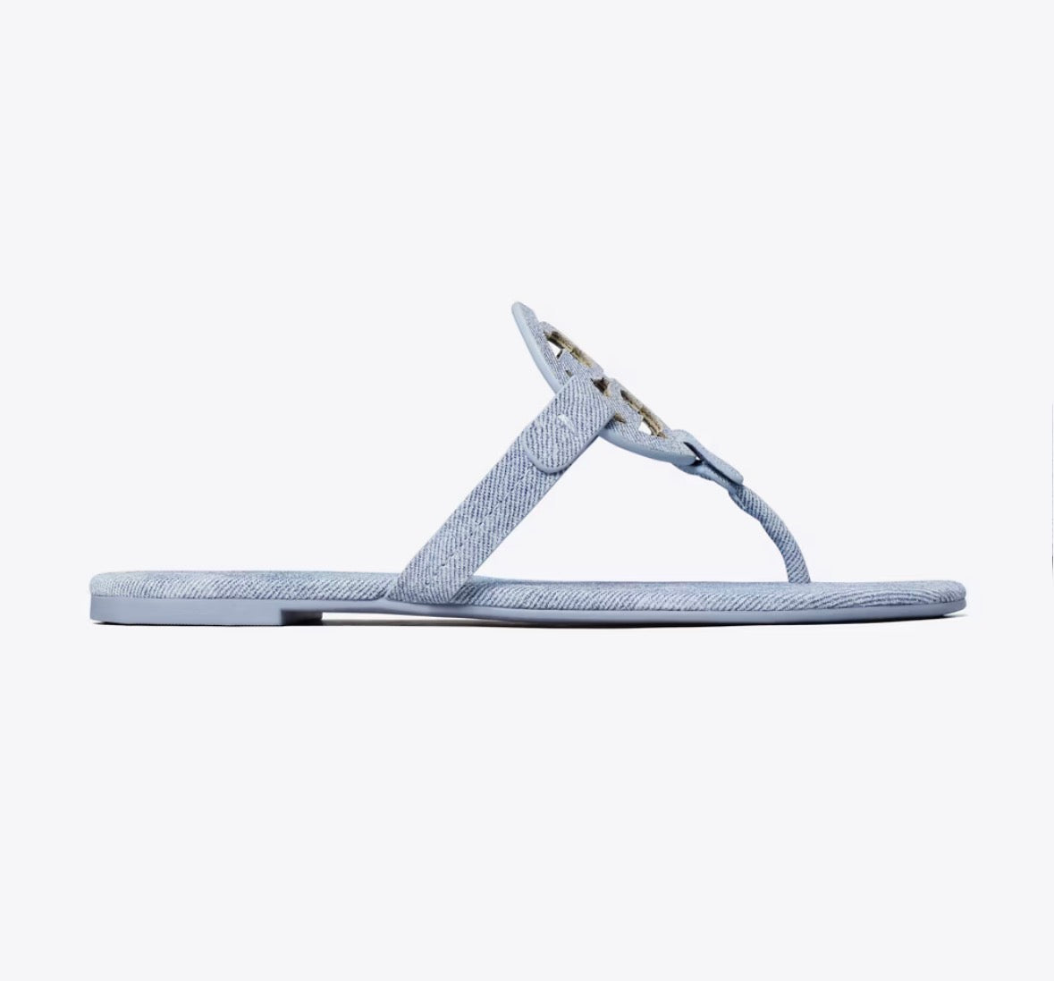 TORY BURCH MILLER PRINTED SUEDE SANDAL  -  blue cloud