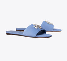 TORY BURCH ELEANOR SLIDE  -  soft blue / silver