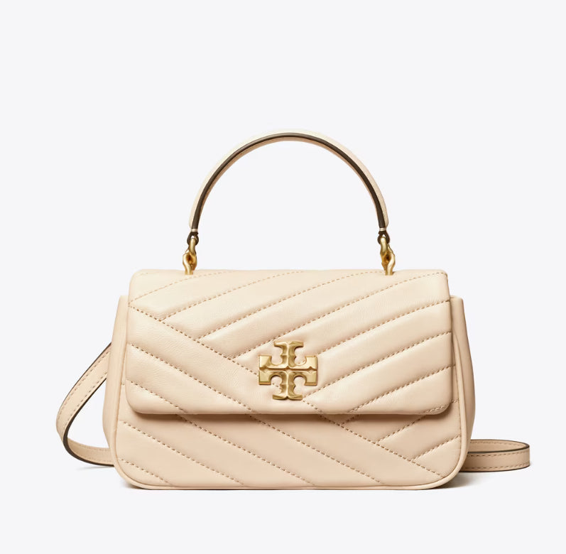TORY BURCH KIRA CHEVRON TOP-HANDLE NEW CREAM BAG - HEMEN TESLİMDE