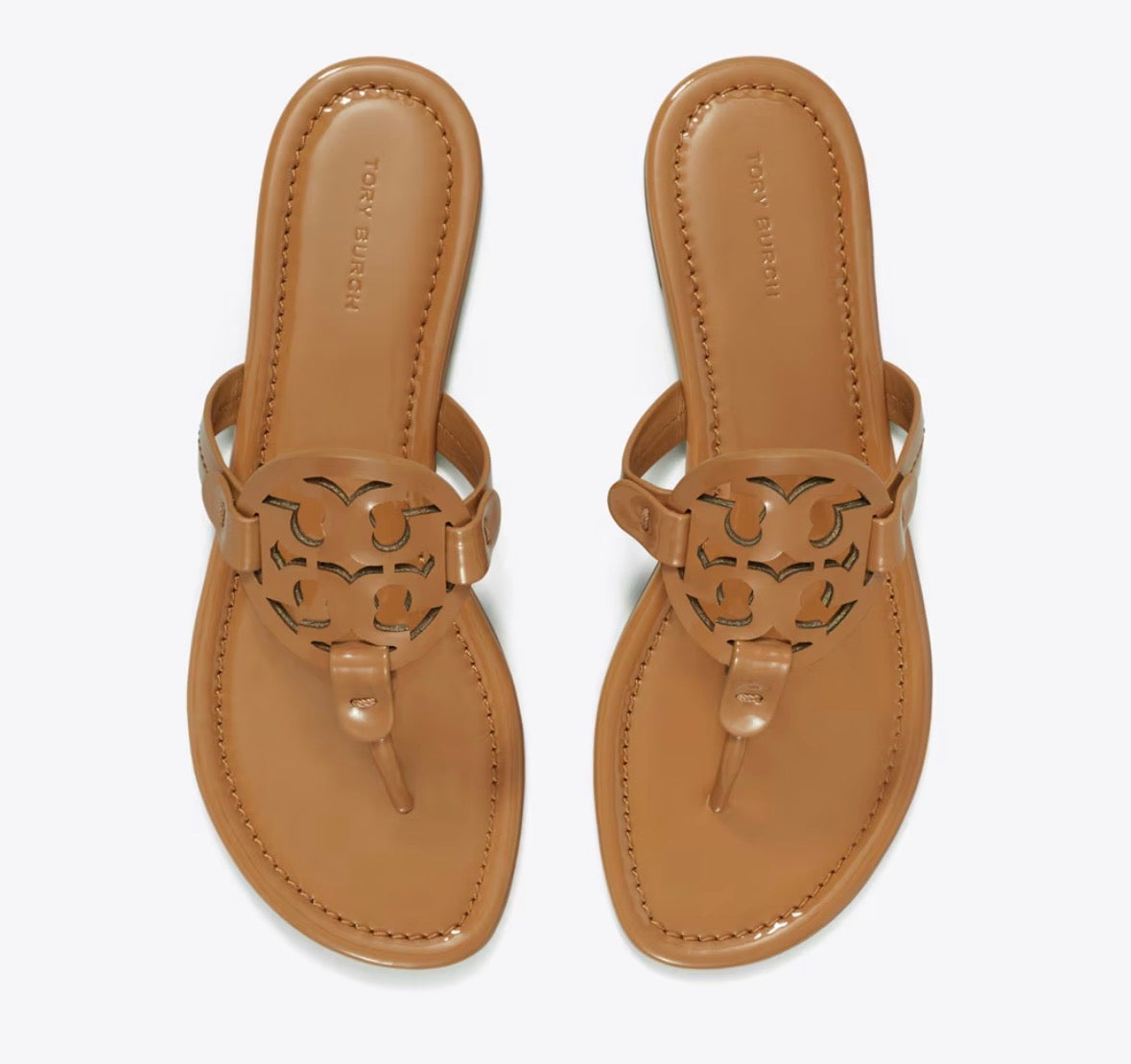 TORY BURCH MILLER PATENT SANDAL  -  tan
