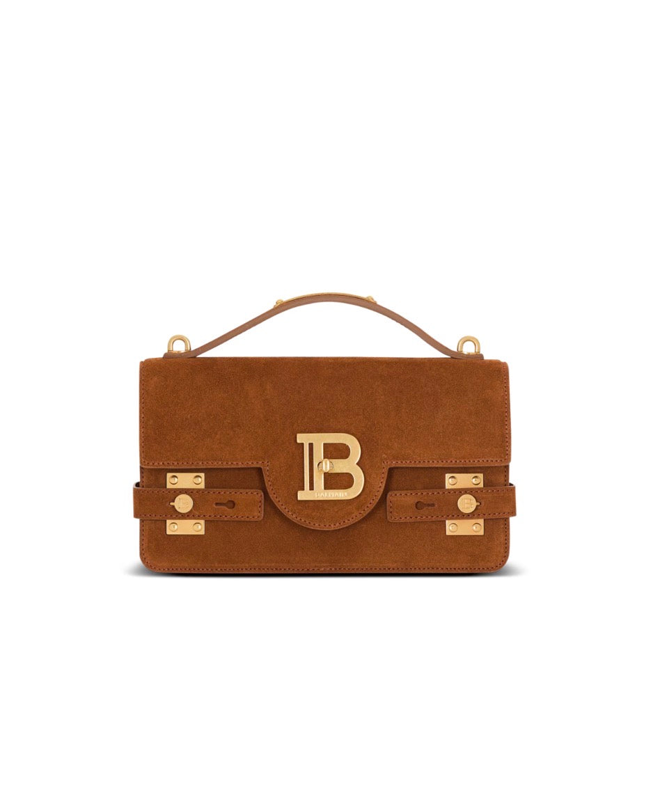 Balmain Suede B-Buzz Shoulder 24 bag - Brown
