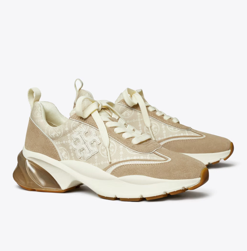 TORY BURCH T MONOGRAM GOOD LUCK TRAINER - BIRCH/AVOLA