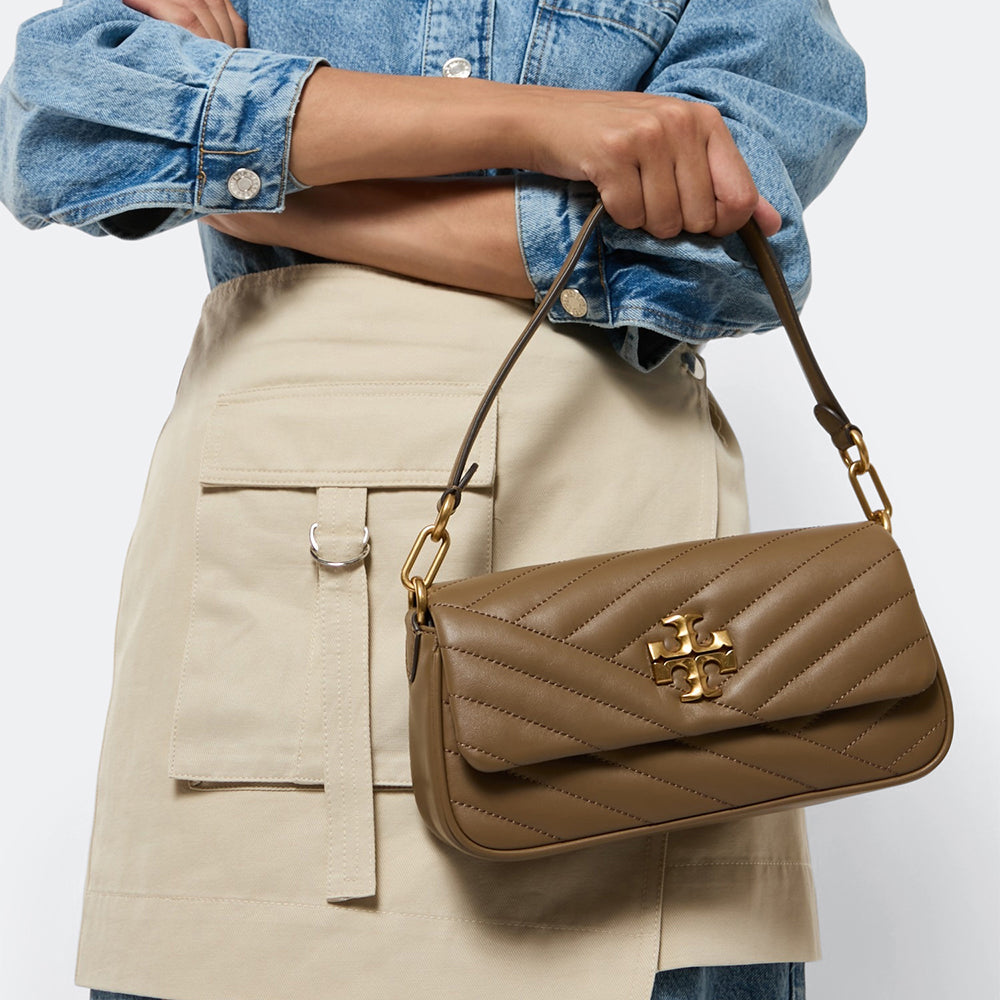Tory Burch SMALL KIRA CHEVRON FLAP SHOULDER BAG - Sandpiper - HEMEN TESLİMDE