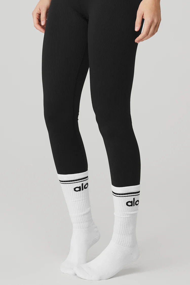 Alo Yoga Women's Throwback Barre Sock - White/Black