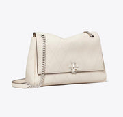 TORY BURCH CHARLIE QUILTED SHOULDER BAG - light cream