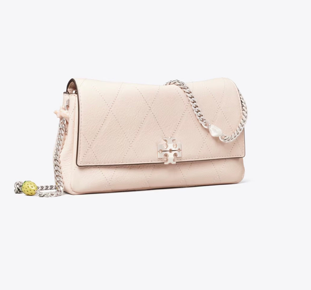 TORY BURCH CHARLIE QUILTED CHAIN CROSSBODY - soft pink / charms