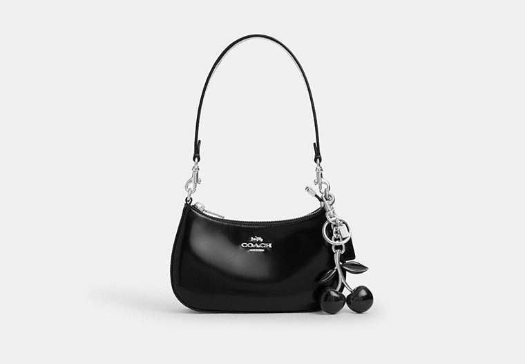 Coach Signature Cherry Bag Charm - Silver/Black Multi
