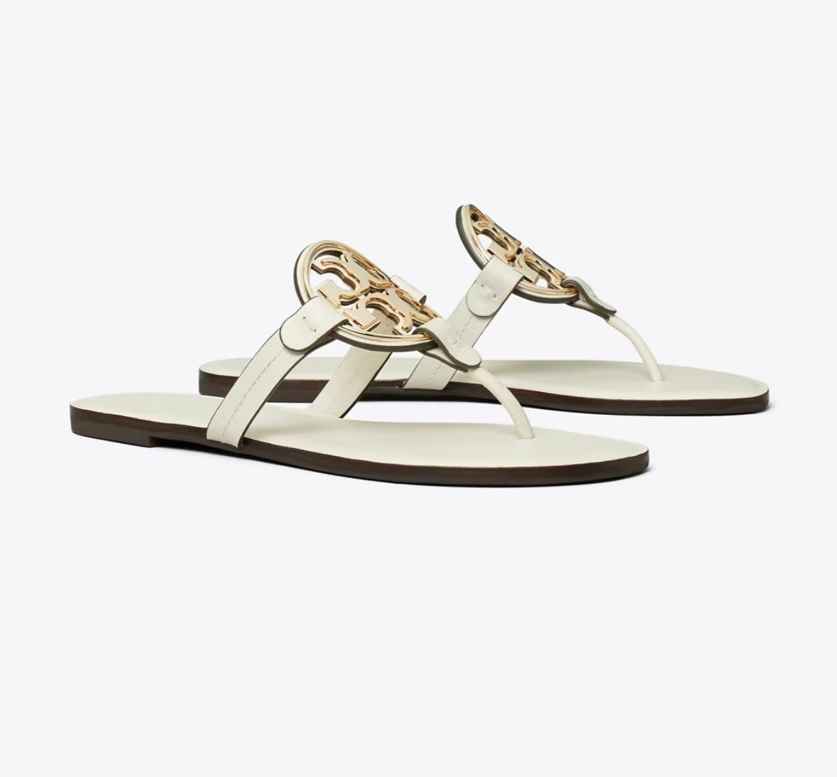 TORY BURCH METAL MILLER SANDAL  - light cream / gold
