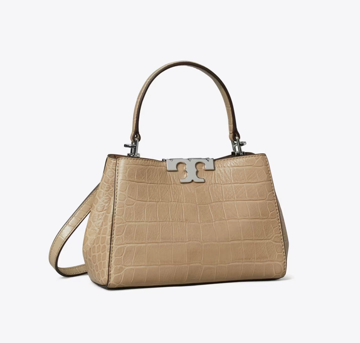 TORY BURCH MINI ELEANOR SOFT CROC-EMBOSSED SATCHEL BAG   -  ginger leaf