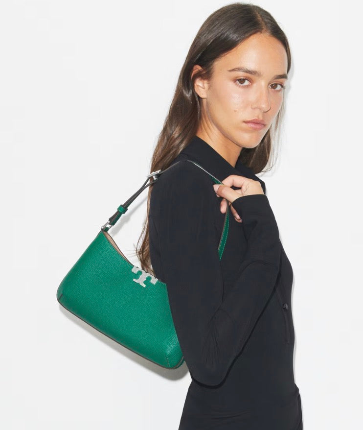 TORY BURCH ELEANOR SOFT SLIM SHOULDER BAG  -  dark kale