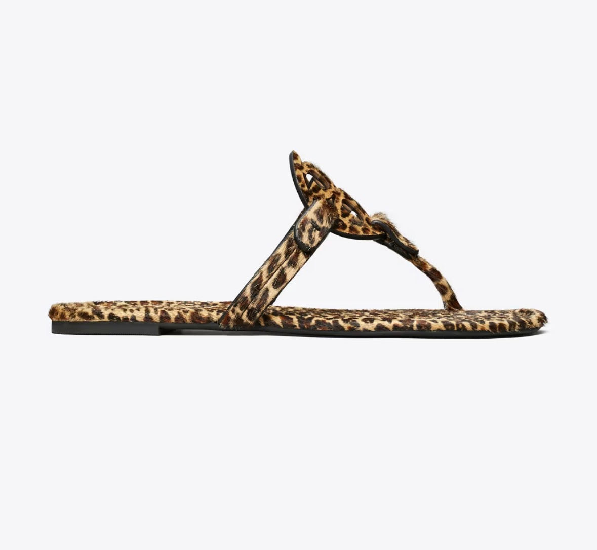 TORY BURCH MILLER PRINTED CALF HAIR SANDAL  -  leopard multi