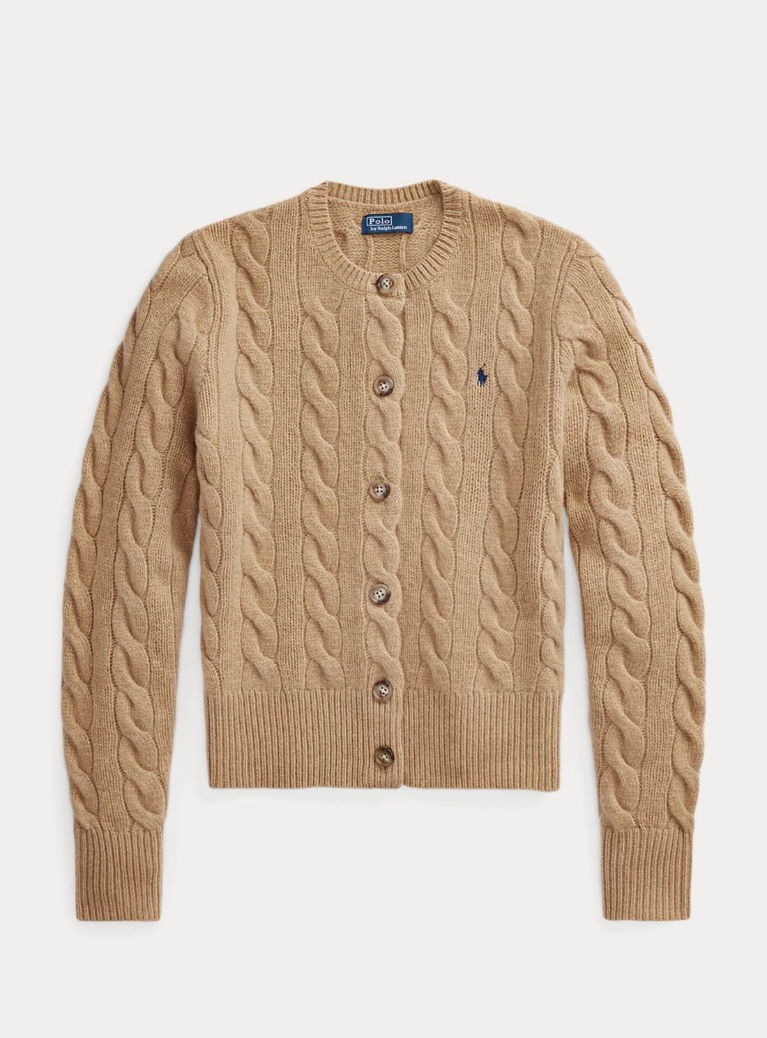 Ralph Lauren Cable-Knit Wool-Cashmere Cardigan Camel