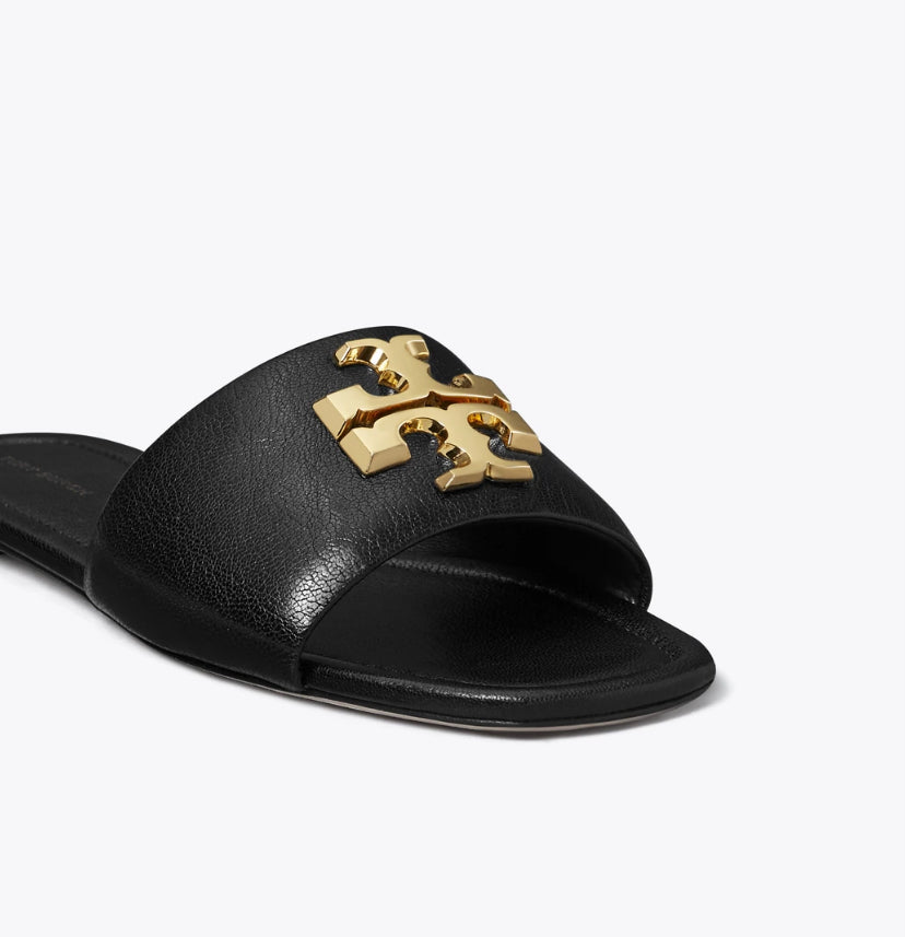 TORY BURCH ELEANOR SLIDE LIGHT - perfect black / gold