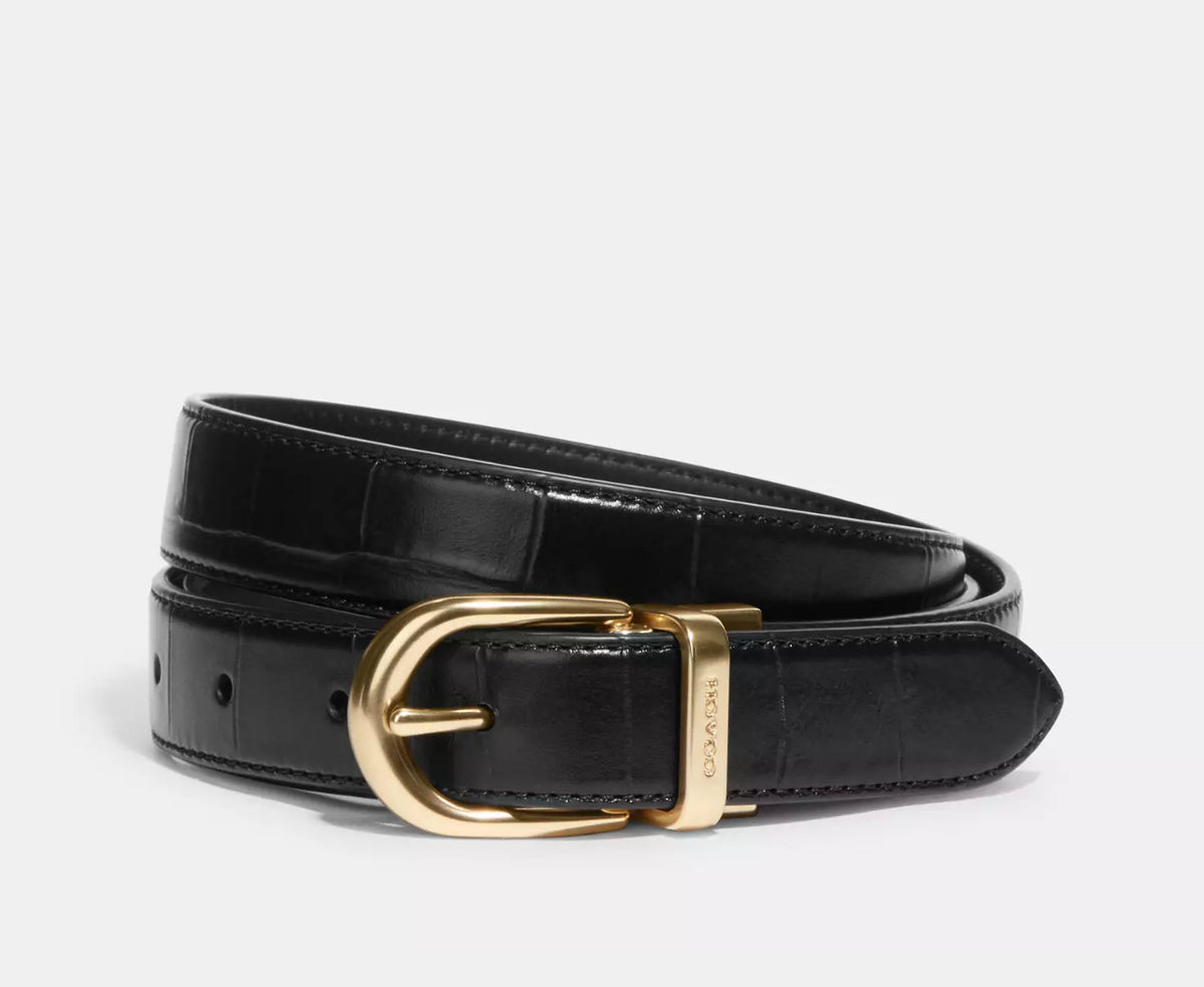 Coach Classic Buckle Cut To Size Reversible Belt, 25 Mm - Gold/Black - HEMEN TESLİMDE