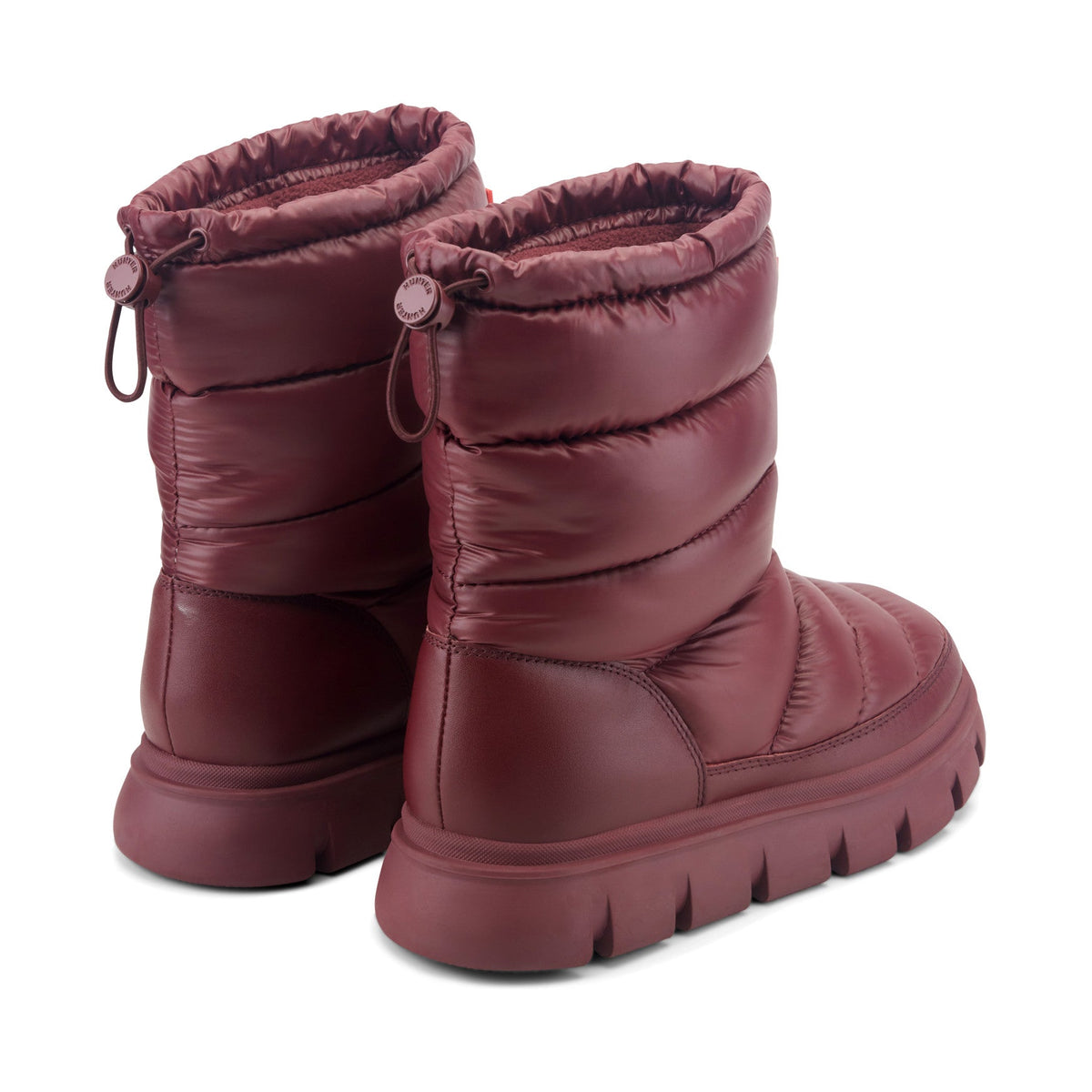 Hunter Women's Maribel Lug Sole Insulated Waterproof Snow Booties - Dark Red Nylon