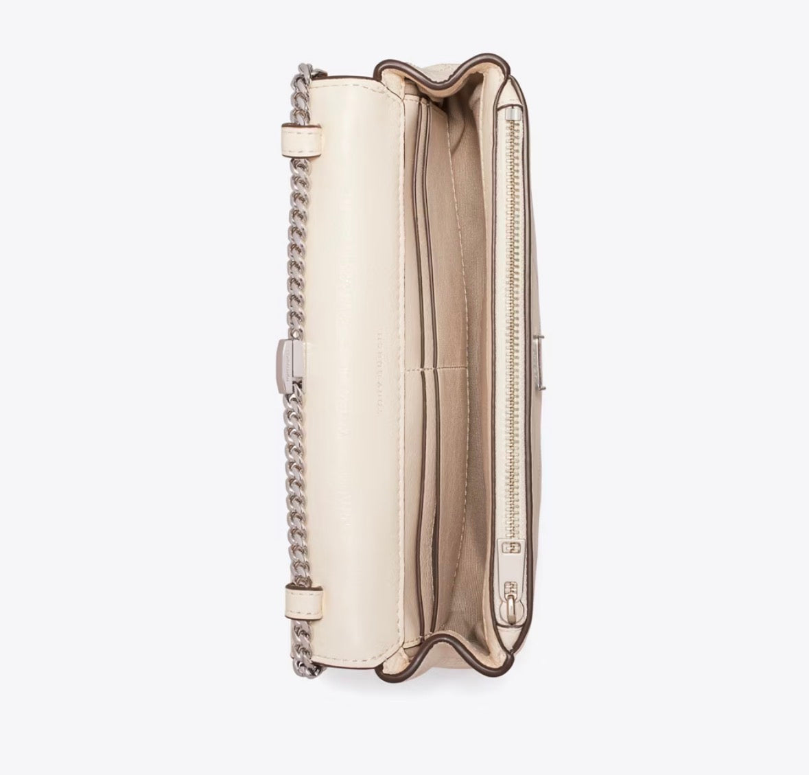 TORY BURCH CHARLIE QUILTED CHAIN CROSSBODY - light cream / charms