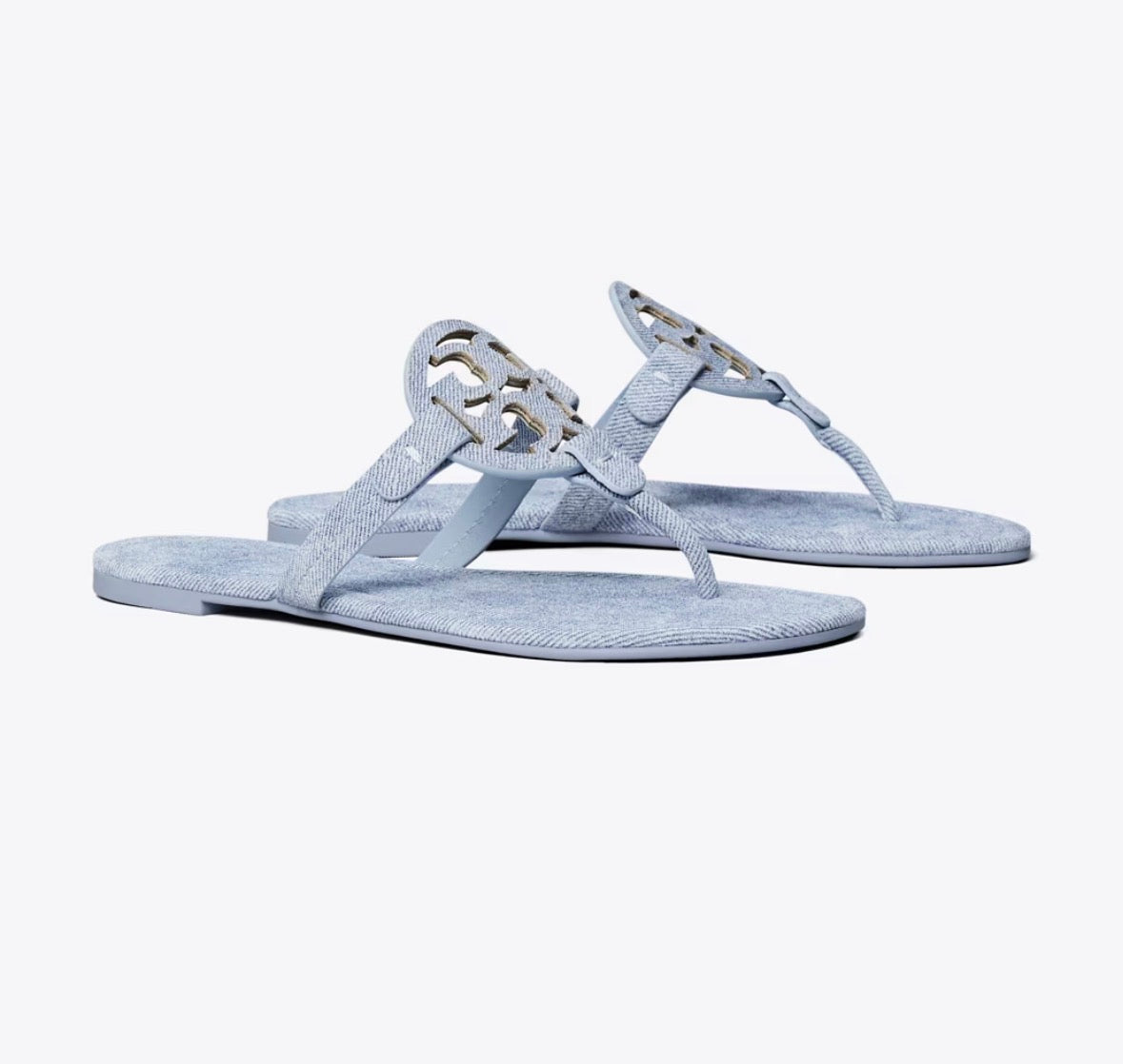 TORY BURCH MILLER PRINTED SUEDE SANDAL  -  blue cloud