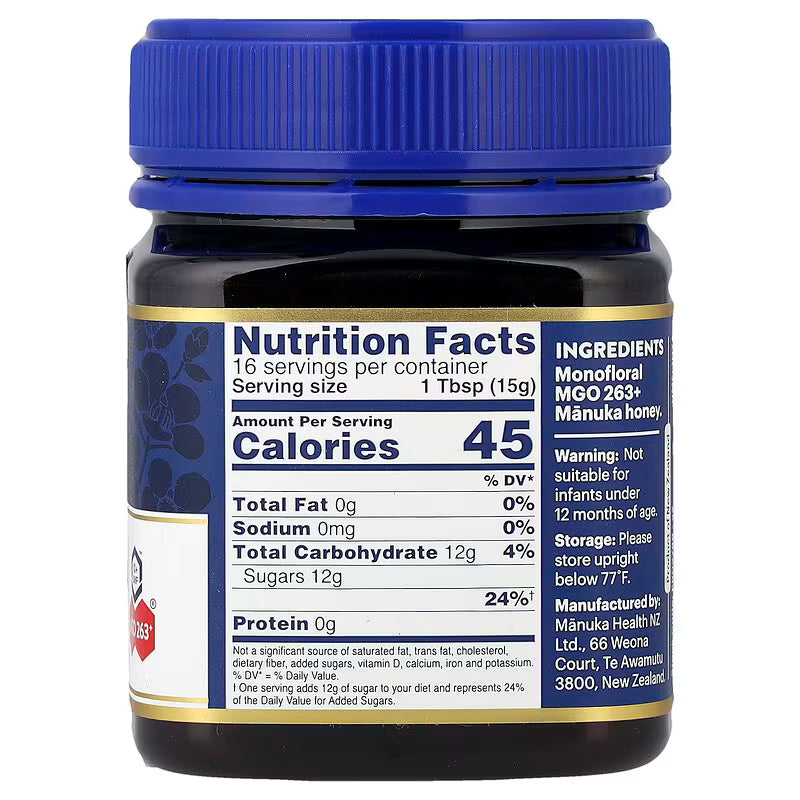 Manuka Health, Raw Manuka Honey, UMF 10+, MGO 263+, 17.6 oz (250 g)
