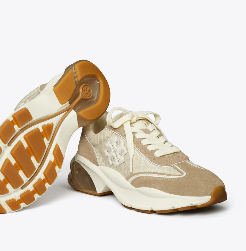 TORY BURCH T MONOGRAM GOOD LUCK TRAINER - BIRCH/AVOLA