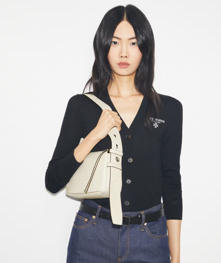 TORY BURCH SMALL ROMY SHOULDER BAG - LIGHT CREAM