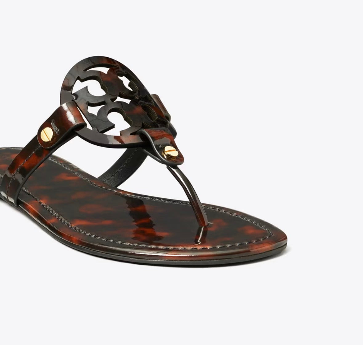 TORY BURCH MILLER PATENT SANDAL  -  tortoise patent
