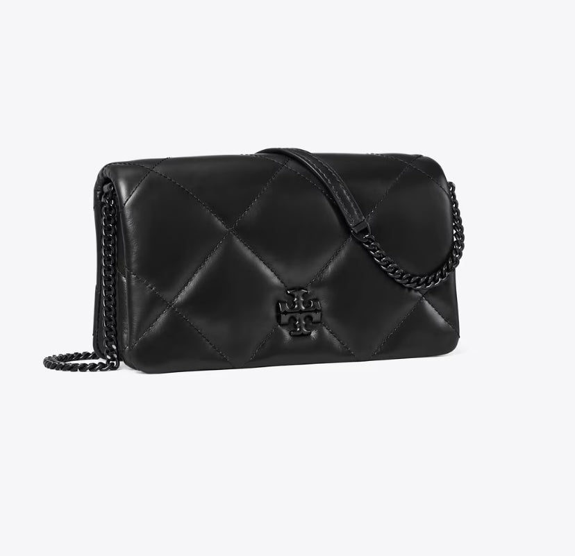 TORY BURCH KIRA DIAMOND QUILT CROSSBODY BAG  - black