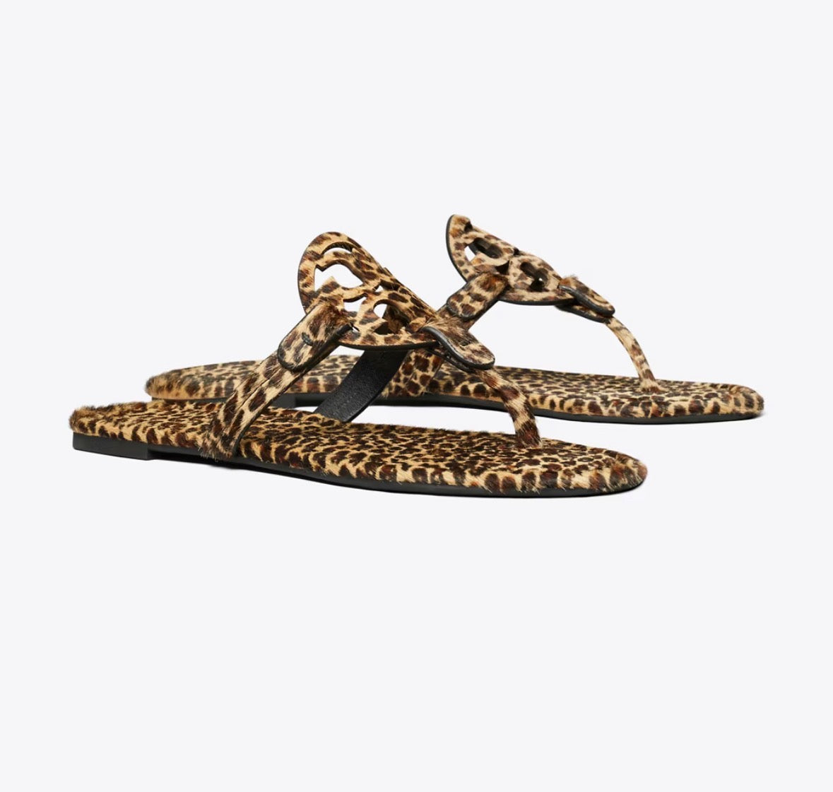 TORY BURCH MILLER PRINTED CALF HAIR SANDAL  -  leopard multi