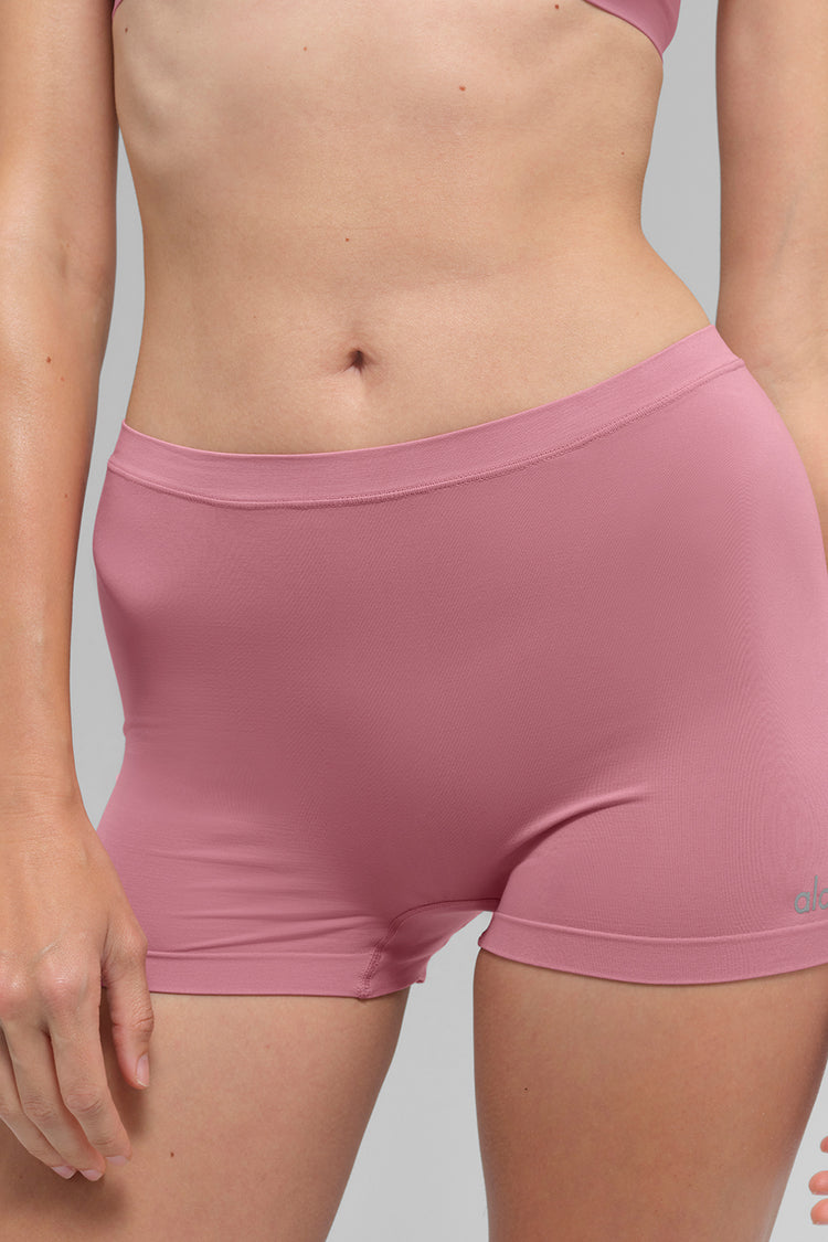 Alo Yoga Sheer Glow Boyshort-Pink Wild Rose