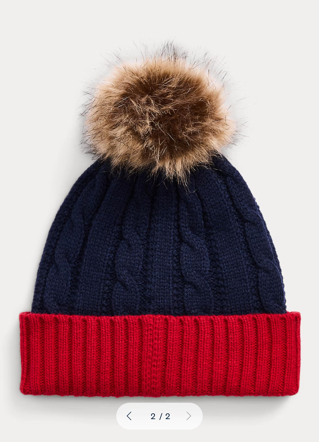 Ralph Lauren Crest- Patch Pom-pom Cable- Knit Beanie