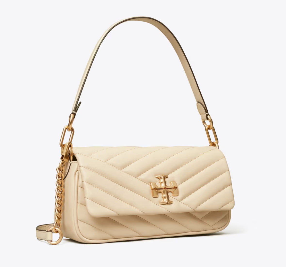 Tory Burch SMALL KIRA CHEVRON FLAP SHOULDER BAG-NEW CREAM - HEMEN TESLİMDE
