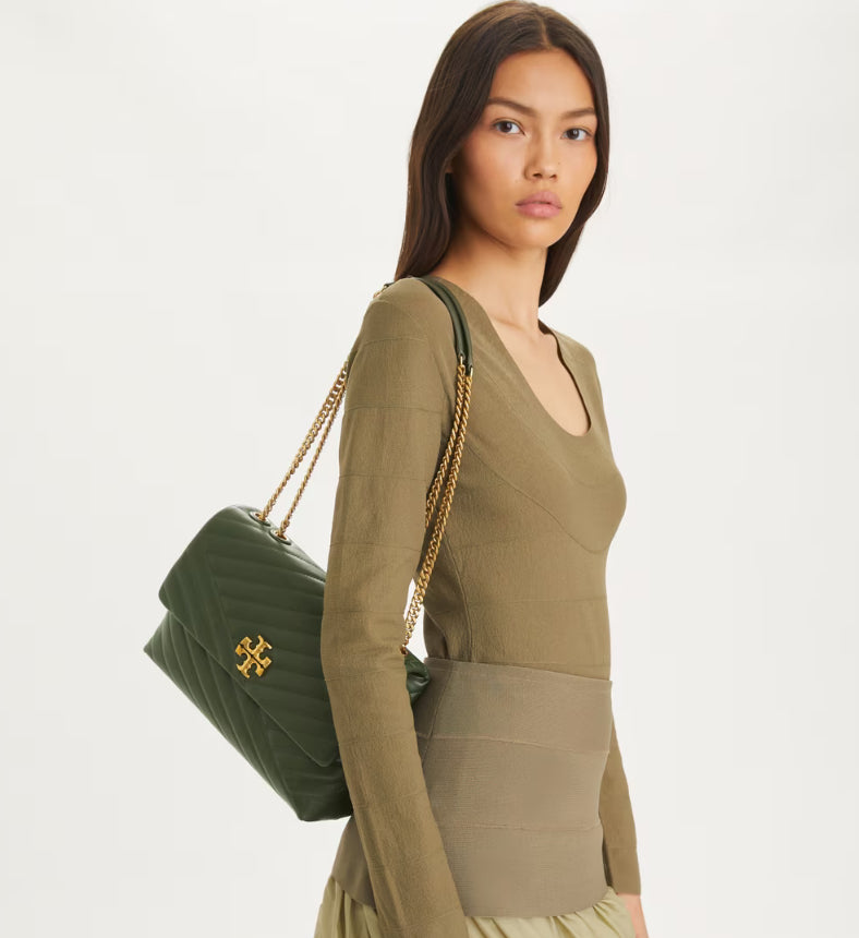 TORY BURCH KIRA CHEVRON SHOULDER BAG - Sycamore - Hemen Teslim