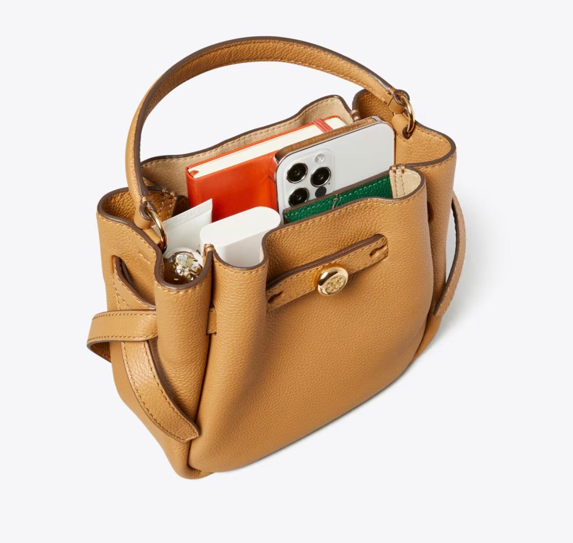 TORY BURCH MINI ROMY BUCKET BAG  -  tiramisu