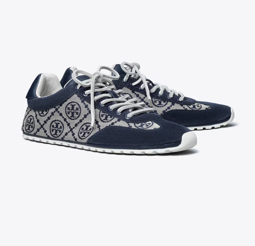 TORY BURCH T MONOGRAM FIELD SNEAKER -  Navy T Monogram / New Navy